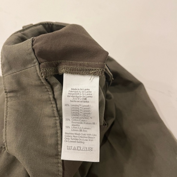 Madewell Harlow Wide Leg Pants Women 6 Olive Linen Blend High Rise Pleated - Picture 7 of 8